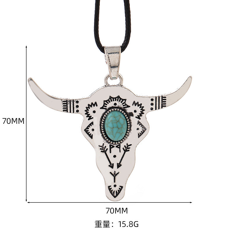 Wholesale 20pcs Vintage Turquoise Bull Head Necklace